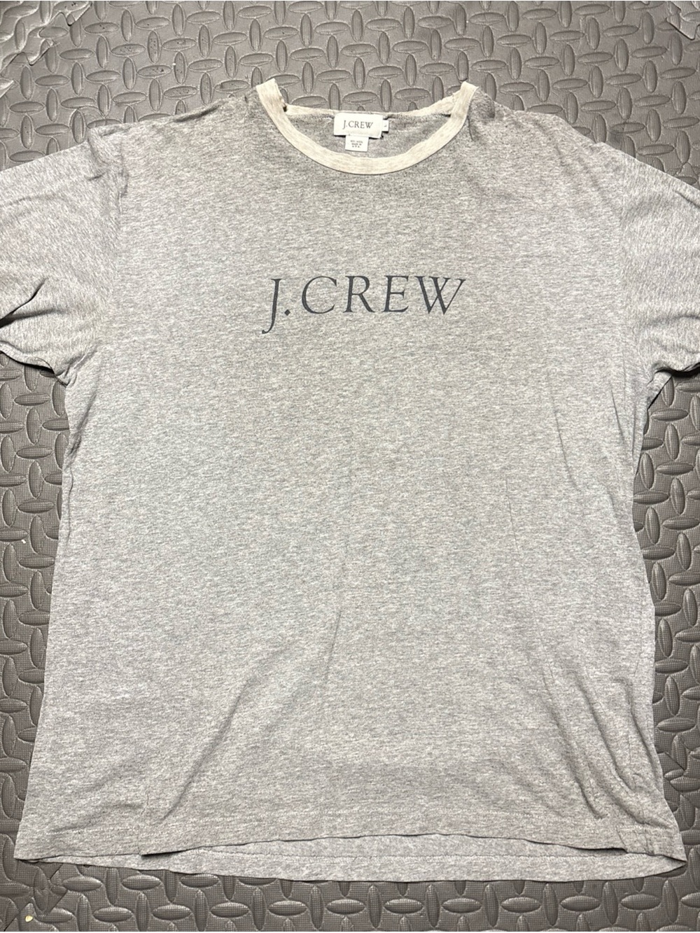 J Crew Spellout T-Shirt Mens L Gray Short Sleeve Reverse Back Logo Made in USA